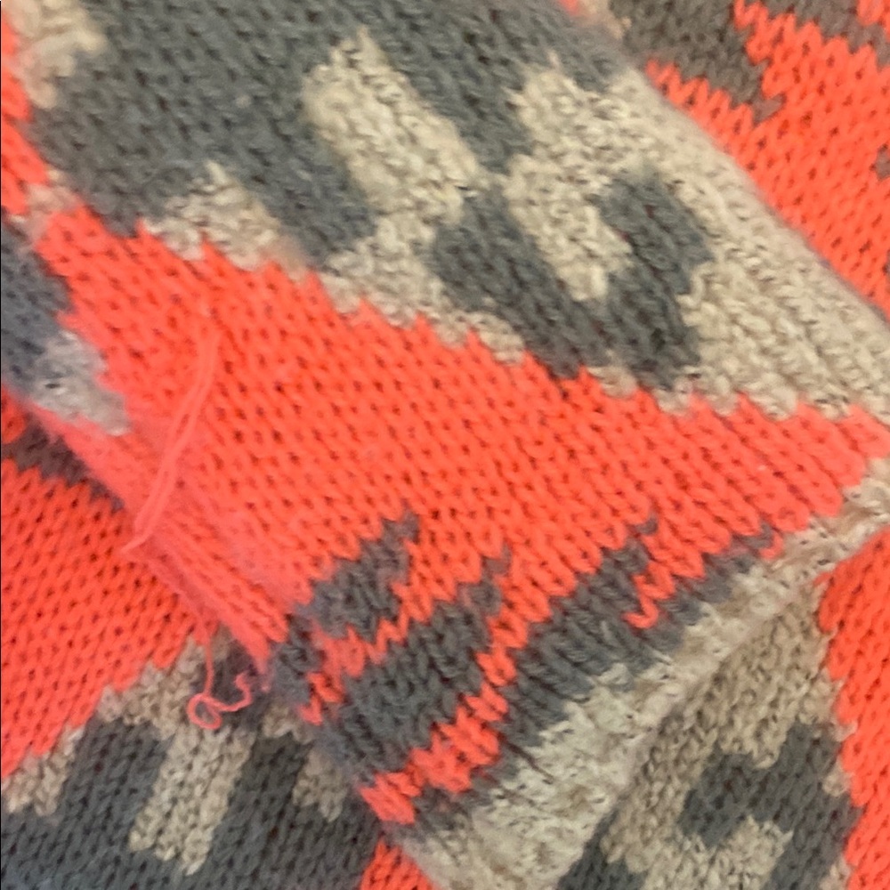 Geometric Patterned Sweater - Orange And Gray - image 5